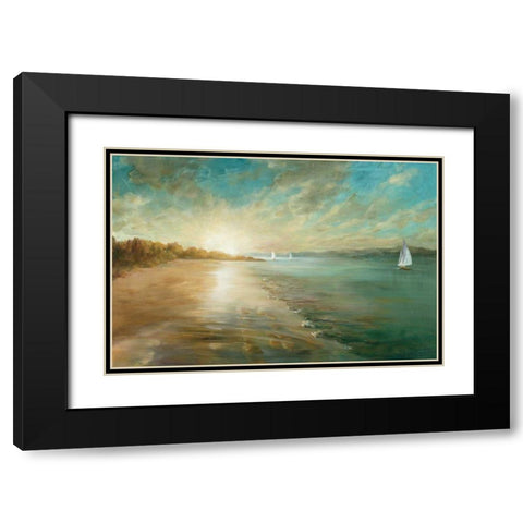 Coastal Glow Black Modern Wood Framed Art Print with Double Matting by Nai, Danhui