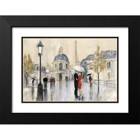 Spring Rain Paris Eiffel Black Modern Wood Framed Art Print with Double Matting by Purinton, Julia