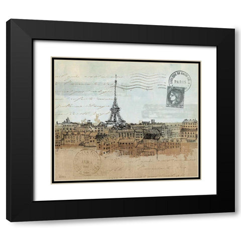 Cities I Paris Crop Black Modern Wood Framed Art Print with Double Matting by Charron, Veronique