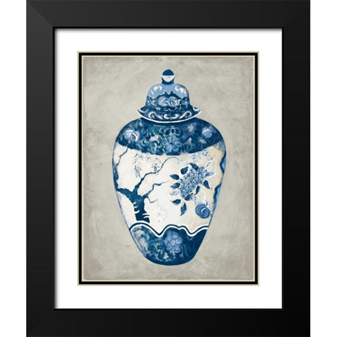 Imari Urn I Blue and White Black Modern Wood Framed Art Print with Double Matting by Hageman, Marilyn
