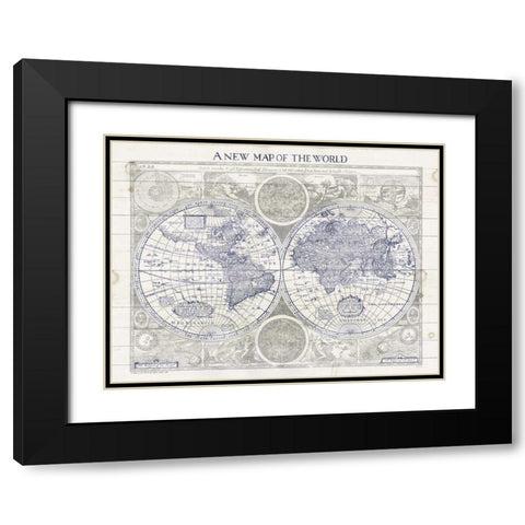 A New Map of the World Black Modern Wood Framed Art Print with Double Matting by Schlabach, Sue