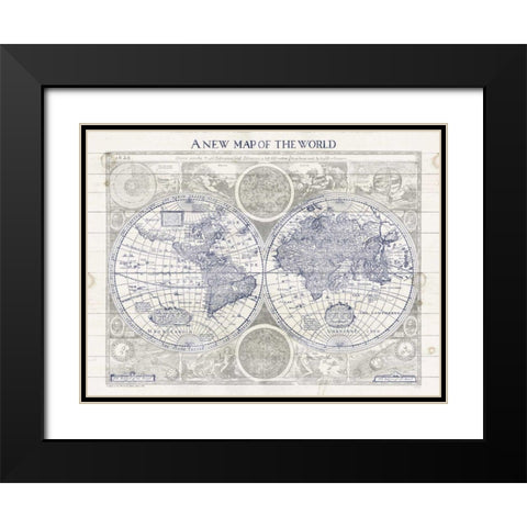 A New Map of the World Black Modern Wood Framed Art Print with Double Matting by Schlabach, Sue