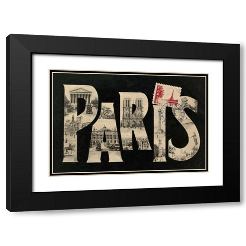 Postcard from Paris Black Modern Wood Framed Art Print with Double Matting by Wild Apple Portfolio