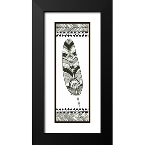 Geo Feathers I  Black Modern Wood Framed Art Print with Double Matting by Miller, Sara Zieve