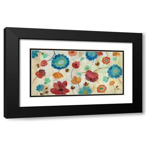 Coral and Teal Garden III Black Modern Wood Framed Art Print with Double Matting by Vassileva, Silvia