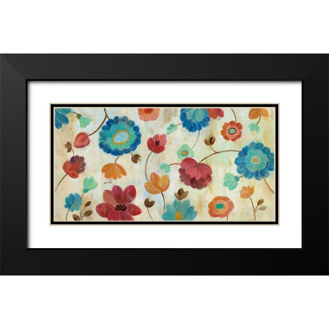 Coral and Teal Garden III Black Modern Wood Framed Art Print with Double Matting by Vassileva, Silvia