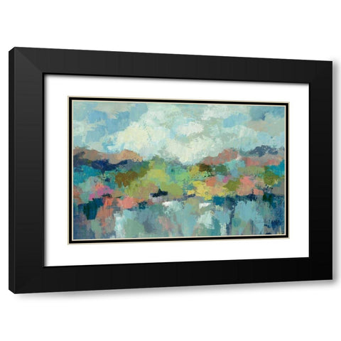 Abstract Lakeside Black Modern Wood Framed Art Print with Double Matting by Vassileva, Silvia