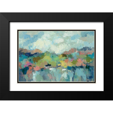 Abstract Lakeside Black Modern Wood Framed Art Print with Double Matting by Vassileva, Silvia