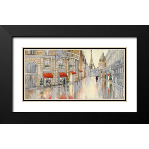 Touring Paris Couple Black Modern Wood Framed Art Print with Double Matting by Purinton, Julia