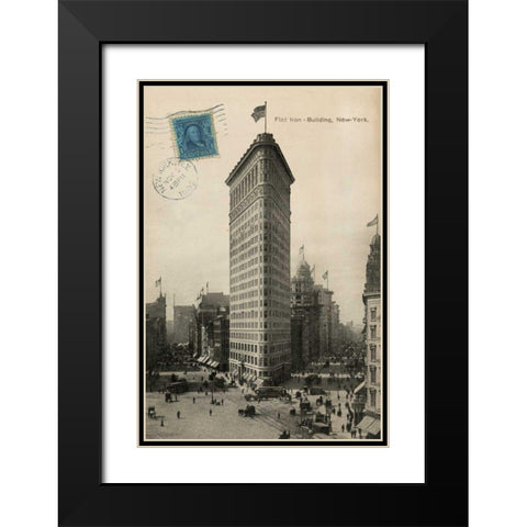 Flat Iron 1909 Black Modern Wood Framed Art Print with Double Matting by Wild Apple Portfolio