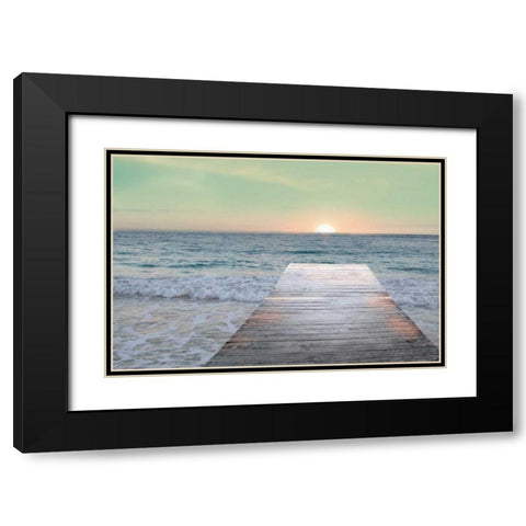 Sunrise Dock Black Modern Wood Framed Art Print with Double Matting by Schlabach, Sue