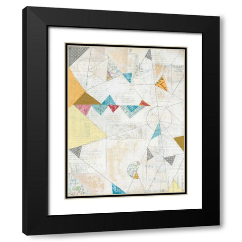 Map Collage Black Modern Wood Framed Art Print with Double Matting by Prahl, Courtney