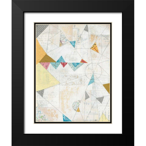 Map Collage Black Modern Wood Framed Art Print with Double Matting by Prahl, Courtney