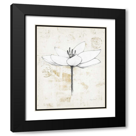 Pencil Floral I Gold Black Modern Wood Framed Art Print with Double Matting by Tillmon, Avery