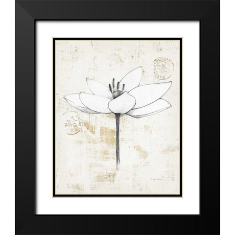 Pencil Floral I Gold Black Modern Wood Framed Art Print with Double Matting by Tillmon, Avery