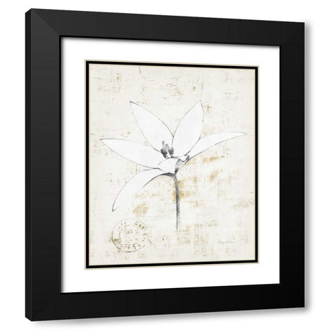 Pencil Floral XII Gold Black Modern Wood Framed Art Print with Double Matting by Tillmon, Avery