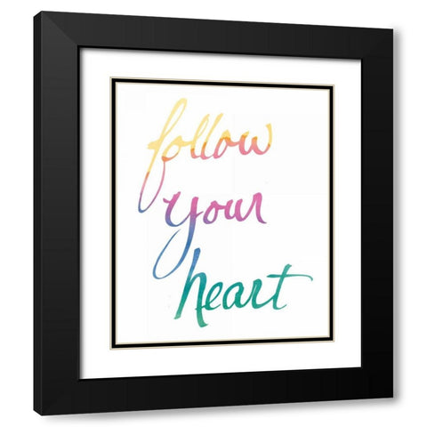 Colorburst II Heart White Black Modern Wood Framed Art Print with Double Matting by Schick, Mike