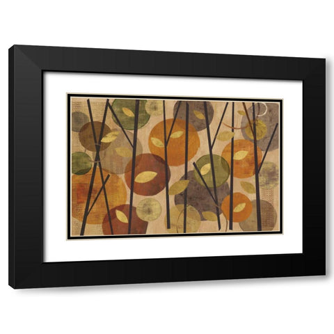 Modern Forest Circles Metallic Black Modern Wood Framed Art Print with Double Matting by Charron, Veronique