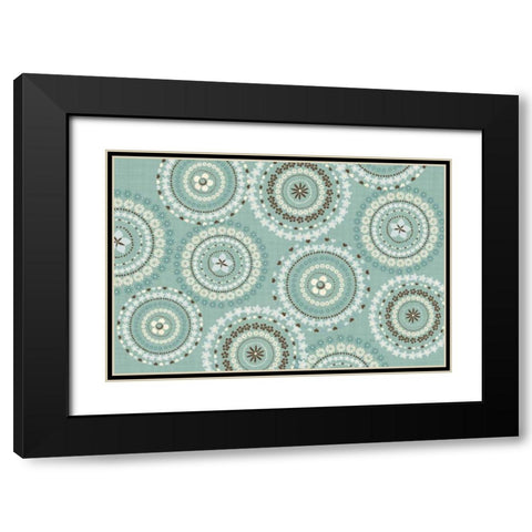 Song Birds V Aqua Black Modern Wood Framed Art Print with Double Matting by Charron, Veronique