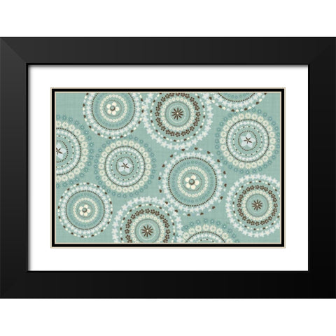 Song Birds V Aqua Black Modern Wood Framed Art Print with Double Matting by Charron, Veronique