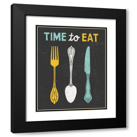 Retro Diner Time to Eat Black Modern Wood Framed Art Print with Double Matting by Mullan, Michael