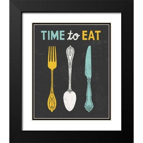 Retro Diner Time to Eat Black Modern Wood Framed Art Print with Double Matting by Mullan, Michael