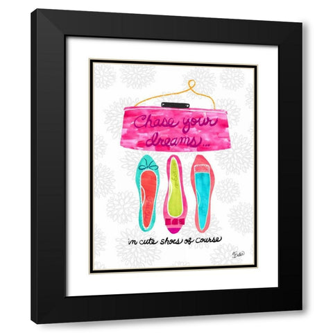 Chase Your Dreams Shoes Black Modern Wood Framed Art Print with Double Matting by Studio Bella