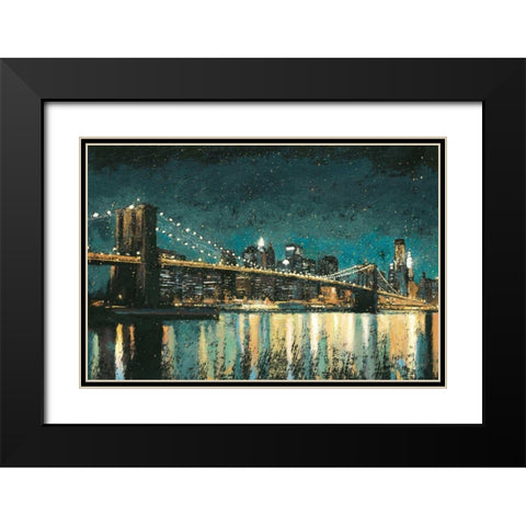 Bright City Lights Teal I Black Modern Wood Framed Art Print with Double Matting by Wiens, James