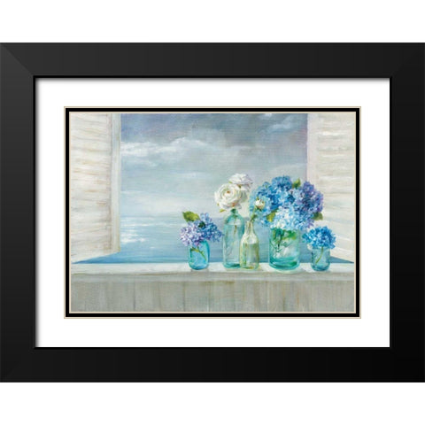 A Beautiful Day at the Beach Black Modern Wood Framed Art Print with Double Matting by Nai, Danhui