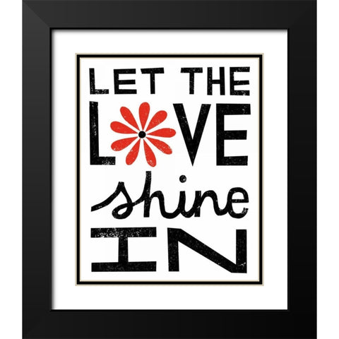 Inspiration Love I Red Flowers Black Modern Wood Framed Art Print with Double Matting by Mullan, Michael