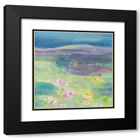 Lavender Fields Black Modern Wood Framed Art Print with Double Matting by Hristova, Albena