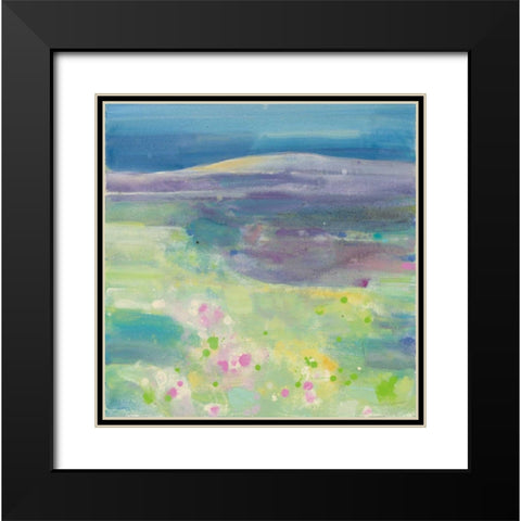 Lavender Fields Black Modern Wood Framed Art Print with Double Matting by Hristova, Albena