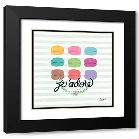 J adore Macarons Black Modern Wood Framed Art Print with Double Matting by Studio Bella