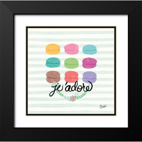J adore Macarons Black Modern Wood Framed Art Print with Double Matting by Studio Bella