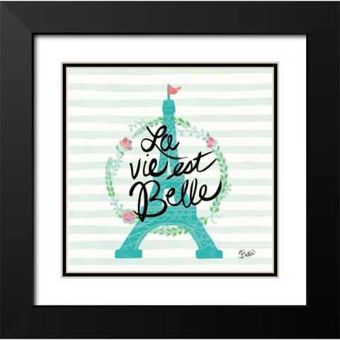 La Vie Est Belle Black Modern Wood Framed Art Print with Double Matting by Studio Bella