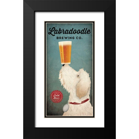 Labradoodle Brewing Black Modern Wood Framed Art Print with Double Matting by Fowler, Ryan