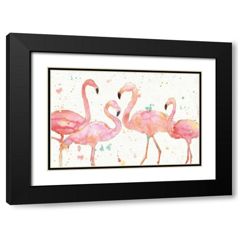 Flamingo Fever I Black Modern Wood Framed Art Print with Double Matting by Tavoletti, Anne