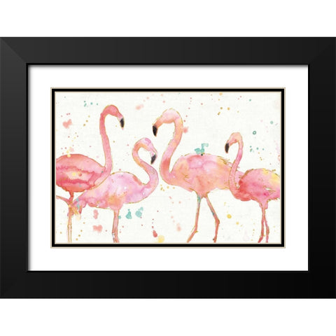 Flamingo Fever I Black Modern Wood Framed Art Print with Double Matting by Tavoletti, Anne