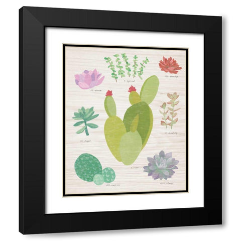 Succulent Chart III on Wood Black Modern Wood Framed Art Print with Double Matting by Wild Apple Portfolio
