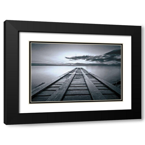 Cosmic Dock BW Black Modern Wood Framed Art Print with Double Matting by Gendreau, Katherine
