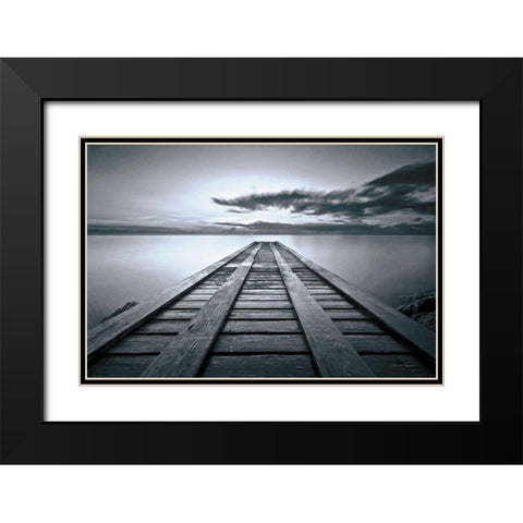 Cosmic Dock BW Black Modern Wood Framed Art Print with Double Matting by Gendreau, Katherine