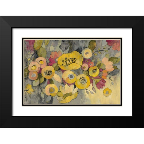 Yellow Floral Duo III Black Modern Wood Framed Art Print with Double Matting by Vassileva, Silvia