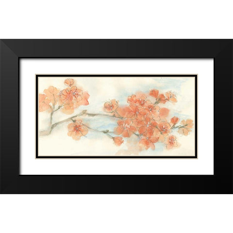Peach Blossom I Black Modern Wood Framed Art Print with Double Matting by Paschke, Chris