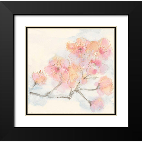 Pink Blossoms III Black Modern Wood Framed Art Print with Double Matting by Paschke, Chris