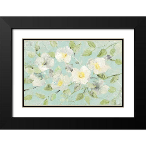 Fading Spring Blue Black Modern Wood Framed Art Print with Double Matting by Hristova, Albena