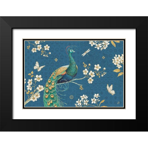 Ornate Peacock III Master Black Modern Wood Framed Art Print with Double Matting by Daphne, Brissonnet