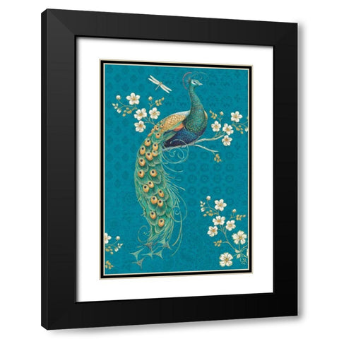 Ornate Peacock IXE Black Modern Wood Framed Art Print with Double Matting by Brissonnet, Daphne