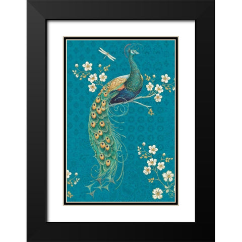 Ornate Peacock IXE Black Modern Wood Framed Art Print with Double Matting by Brissonnet, Daphne