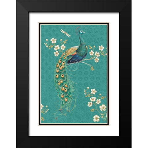 Ornate Peacock IXD Black Modern Wood Framed Art Print with Double Matting by Brissonnet, Daphne