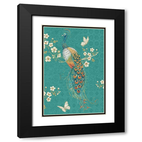 Ornate Peacock XD Black Modern Wood Framed Art Print with Double Matting by Brissonnet, Daphne